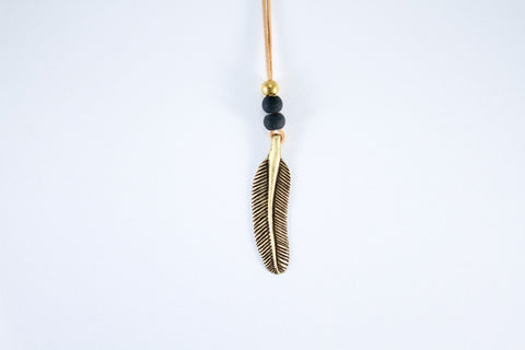 Solid Brass Feather Necklace